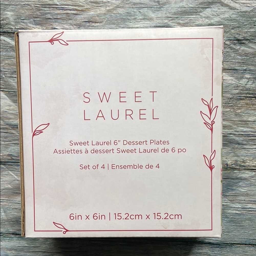 NIB Sweet Laurel 6” Dessert Plates Pink and White with Scalloped Edges - Picture 10 of 10